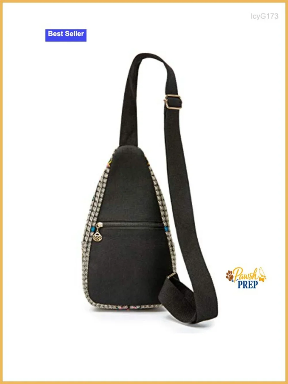 Embroidered Canvas Sling Backpack Crossbody Bag for Women Travel Daypack